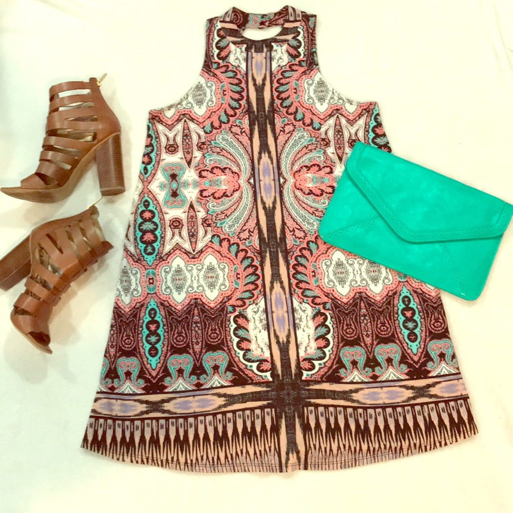 High neck A-line dress